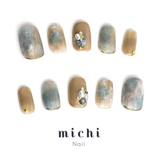 sand blue beigeネイル michinail ネイルチップ ミチネイル ネイル つけ爪 ハンドメイドネイル ショートネイル ニュアンスネイル ブライダルネイル 成人式ネイル