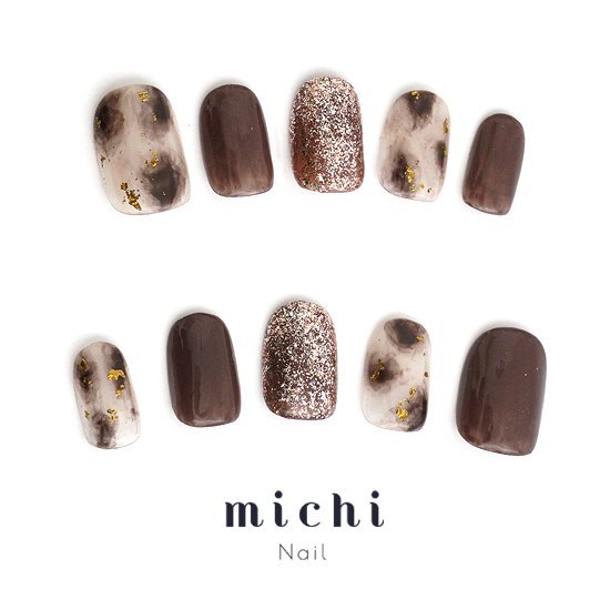 ブラウンレオパードネイル michinail ネイルチップ ミチネイル ネイル つけ爪 ハンドメイドネイル ショ..
