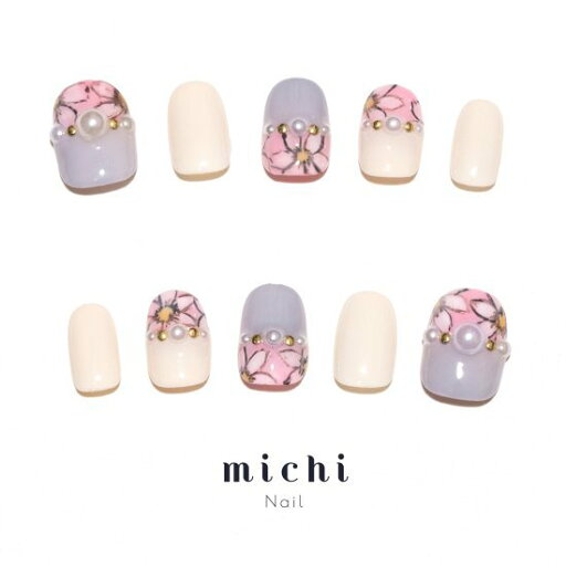 ピンク×グレーのボタニカルフラワーネイル michinail ネイルチップ ミチネイル ネイル つけ爪 ハンドメイドネイル ショートネイル ニュアンスネイル ブライダルネイル 成人式ネイル ピンク×グレーのボタニカルフラワーネイル michinail ネイルチップ ミチネイル ネイル つけ爪 ハンドメイドネイル ショートネイル ニュアンスネイル ブライダルネイル 成人式ネイル