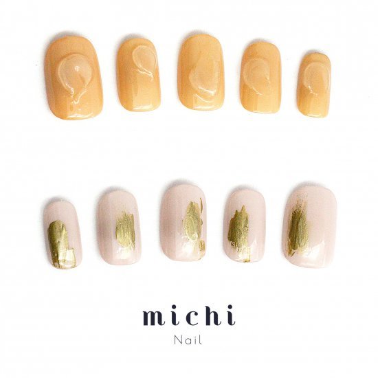 アシンメトリーの個性的ニュアンスネイル michinail ネイルチップ ミチネイル ネイル つけ爪 ハンドメイドネイル ショートネイル ニュアンスネイル ブライダルネイル 成人式ネイル