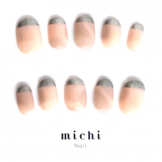 メタリックフレンチネイル michinail ネイルチップ ミチネイル ネイル つけ爪 ハンドメイドネイル ショートネイル ニュアンスネイル ブライダルネイル 成人式ネイル