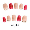 甘めなヒョウ柄ネイル michinail ネイルチップ ミチネイル ネイル つけ爪 ハンドメイドネイル ショートネイル ニュアンスネイル ブライダルネイル 成人式ネイル