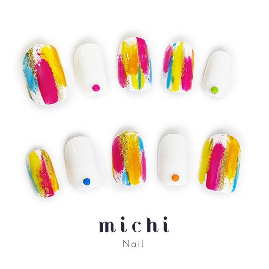ポップなカラフルネイル michinail ネイルチップ ミチネイル ネイル つけ爪 ハンドメイドネイル ショー..