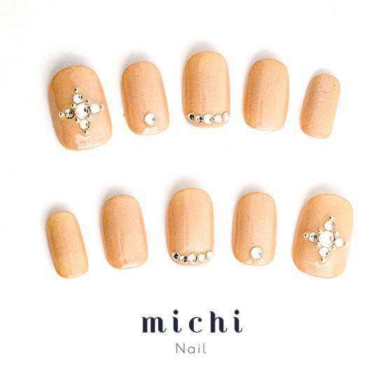 ピンクパールネイル michinail ネイルチップ ミチネイル ネイル つけ爪 ハンドメイドネイル ショートネイル ニュアンスネイル ブライダルネイル 成人式ネイル
