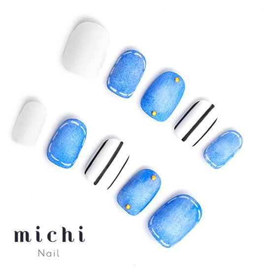 デニムネイル michinail ネイルチップ ミチネイル ネイル つけ爪 ハンドメイドネイル ショートネイル ニュアンスネイル ブライダルネイル 成人式ネイル