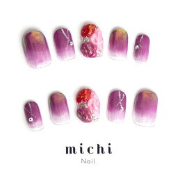 ローズブーケnail michinail ネイルチップ ミチネイル ネイル つけ爪 ハンドメイドネイル ショートネイル ニュアンスネイル ブライダルネイル 成人式ネイル