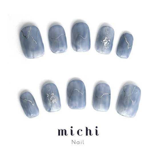 スモーキーブルーネイル michinail ネイルチップ ミチネイル ネイル つけ爪 ハンドメイドネイル ショー..