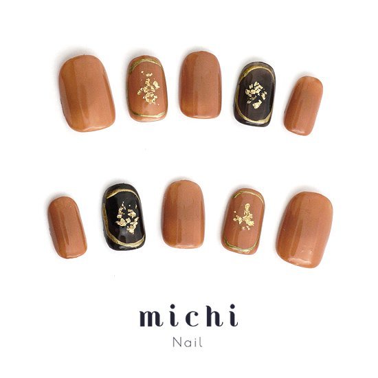 ブラウンでシンプルネイル michinail ネイルチップ ミチネイル ネイル つけ爪 ハンドメイドネイル ショ..