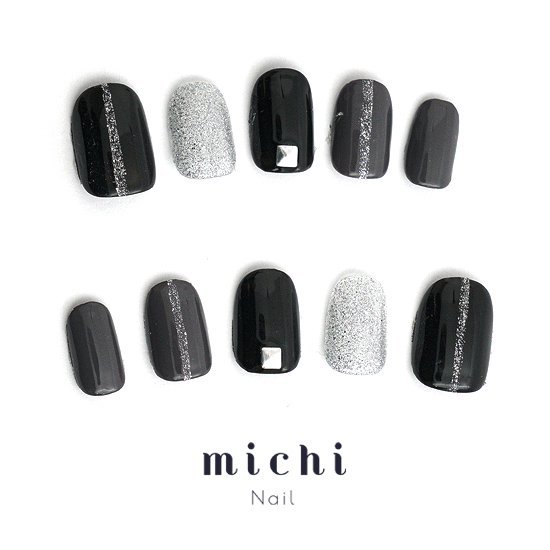 シックな大人ネイル michinail ネイルチップ ミチネイル ネイル つけ爪 ハンドメイドネイル ショートネ..