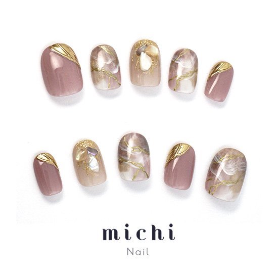 グレージュ×ミラーのダスティニュアンスネイル michinail ネイルチップ ミチネイル ネイル つけ爪 ハンドメイドネイル ショートネイル ニュアンスネイル ブライダルネイル 成人式ネイル