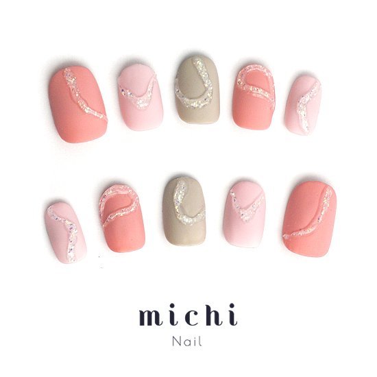 クリスタルニュアンスネイル michinail ネイルチップ ミチネイル ネイル つけ爪 ハンドメイドネイル ショートネイル ニュアンスネイル ブライダルネイル 成人式ネイル