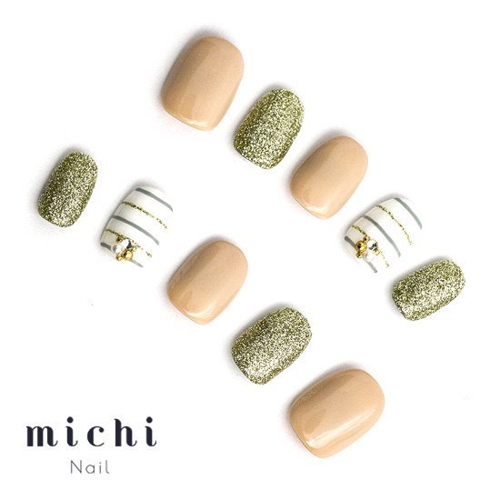 ##大人のボーダーネイル ネイルチップ ミチネイル ネイル つけ爪 ハンドメイドネイル ショートネイル ニュアンスネイル ブライダルネイル 成人式ネイル 3