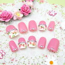 淡いピンクのいちご柄ストレートフレンチネイル michinail ネイルチップ ミチネイル ネイル つけ爪 ハンドメイドネイル ショートネイル ニュアンスネイル ブライダルネイル 成人式ネイル