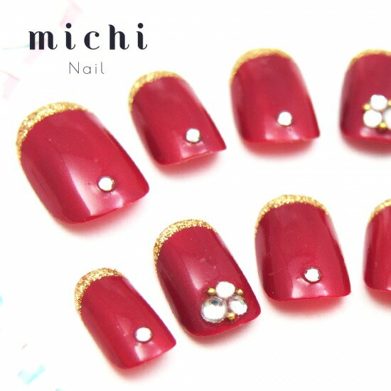 大人ボルドーの細フレンチネイル michinail ネイルチップ ミチネイル ネイル つけ爪 ハンドメイドネイル ショートネイル ニュアンスネイル ブライダルネイル 成人式ネイル