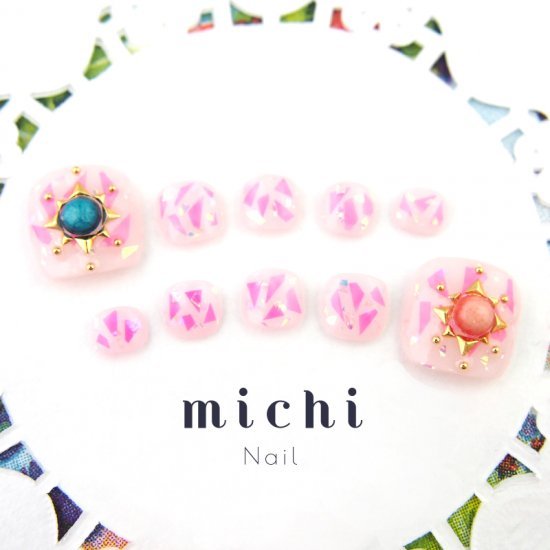 ＜フット＞ピンク×おりがみネイル