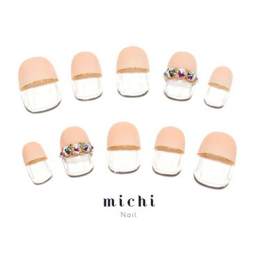 根元クリアなハーフフレンチネイル michinail ネイルチップ ミチネイル ネイル つけ爪 ハンドメイドネイル ショートネイル ニュアンスネイル ブライダルネイル 成人式ネイル