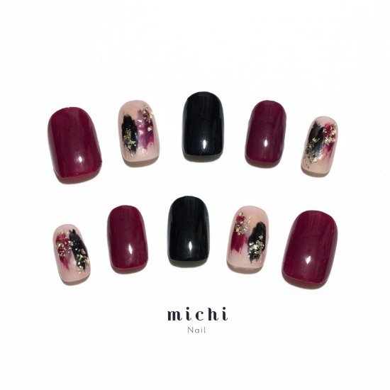 大人カラーでシックな塗りかけネイル michinail ネイルチップ ミチネイル ネイル つけ爪 ハンドメイドネイル ショートネイル ニュアンスネイル ブライダルネイル 成人式ネイル