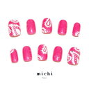 ピンクピンクペイズリーネイル michinail ネイルチップ ミチネイル ネイル つけ爪 ハンドメイドネイル ショートネイル ニュアンスネイル ブライダルネイ...