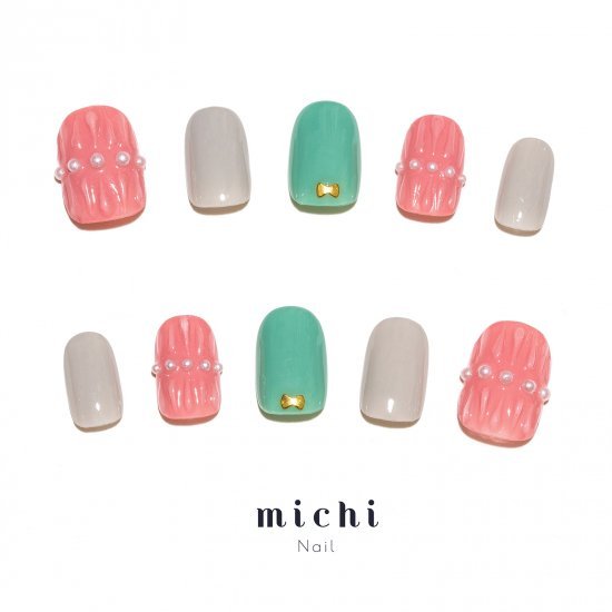 エナメルプリーツネイル michinail ネイルチップ ミチネイル ネイル つけ爪 ハンドメイドネイル ショートネイル ニュアンスネイル ブライダルネイル 成人式ネイル