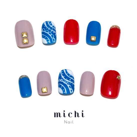 シックなトリコロールネイル michinail ネイルチップ ミチネイル ネイル つけ爪 ハンドメイドネイル シ..