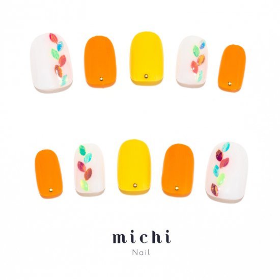リーフホロのトロピカルネイル michinail ネイルチップ ミチネイル ネイル つけ爪 ハンドメイドネイル ショートネイル ニュアンスネイル ブライダルネイル 成人式ネイル