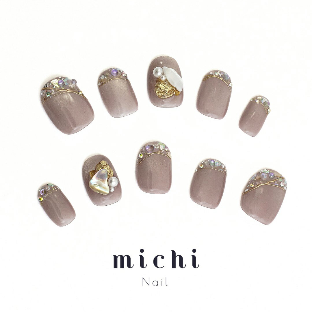 Nail - 大人マグのオーロラシェルネイル ネイルチップ ミチネイル ネイル つけ爪 ハンドメイドネイル ショートネイル マグネットネイル ビジュー フォーマル