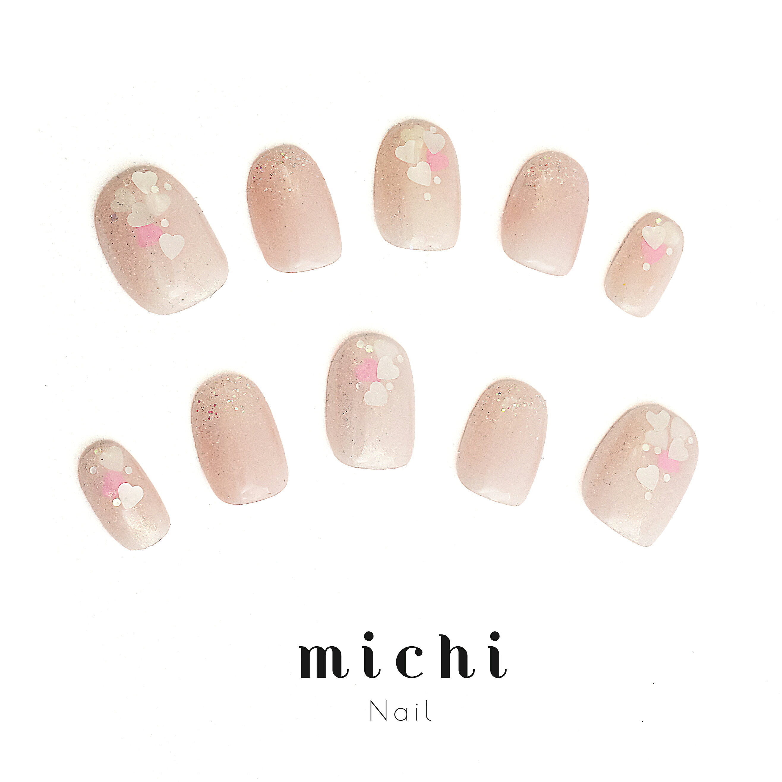 樂天商城 - きらめくハートホロネイル　ネイルチップ ミチネイル ネイル つけ爪 ハンドメイドネイル ショートネイル バレンタイン ピンク ガーリー