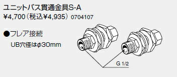 ノーリツ 温水暖房システム 部材 熱源機 関連部材 ユニットバス貫通金具 ユニットバス貫通金具S-A【0704107】