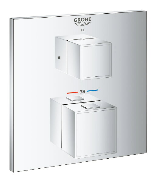 【直送商品】GROHE[グローエ]　浴室用水栓　【24 153 00J】　グローサーモキューブ サーモスタットシャワー埋込混合栓 化粧部【NP後払い不可】