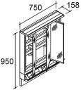 INAX・LIXIL　ピアラ　ミラーキャビネット【MAR3-753KXJU】　間口750mm　LED照明　全高1,900mm用　くもり止めコート付　洗面化粧台　【メーカー直送のみ・代引き不可・NP後払い不可】