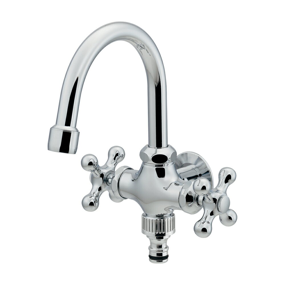 カクダイ 【704-501-CH】 双口横形スワン水栓 水栓金具 単水栓