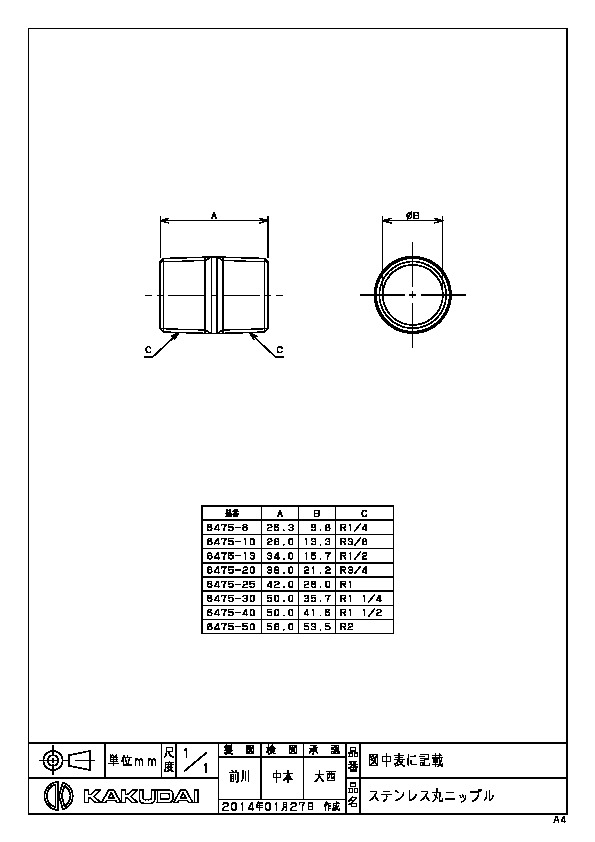 カクダイ 水道材料 ステンレス丸ニップル 【6475-13】