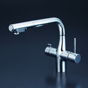 KVK ビルトイン浄水器用シングルシャワー付混合栓　撥水 