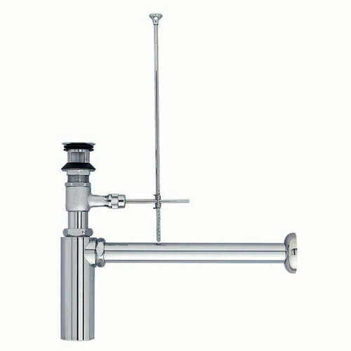 φ32の洗面器(混合栓)用排水Pトラップです。引棒ガイド付。引棒はツマミを引いて(上げる)排水栓が閉まり、押す(下げる)と栓が開きます。トラップ形状がボトルになっているので、見た目がすっきりとします。排水管の臭気を防止する。Pタイプ、真鍮製。排水管との接合部にはM135V、M135PV、M135PVTが使用できます。《ご注意》取付後には漏水がないか確認を行って下さい。メッキ品ですので清掃の際には塩素系洗剤をご使用しないで下さい。メッキ腐食の原因となります。●主材質:黄銅管クロームメッキ
