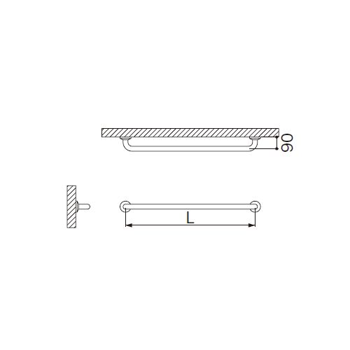 錆びにくいステンレス製です。図面寸法は標準寸法ですが、変更は可能です。《ご注意》強い衝撃を与えないで下さい。石けんのついた手でつかむと滑りやすいので注意して下さい。ぶらさがったりしないで下さい。取付にあたっては建物の構造に応じて適切な方法を選んで下さい。また、手摺には身障者や老人が使用される場合に全体重がかかりますので、外れたり、ガタが生じないように強固に取付けてください。受注生産品ですので納期が10日程かかります。●材質:SUS304