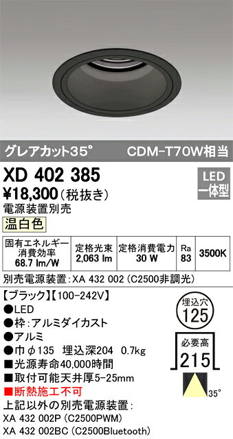 オーデリック 店舗・施設用照明 テクニカルライト ダウンライト【XD 402 385】XD40...