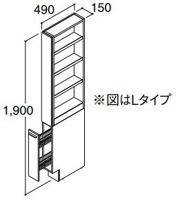 INAX LIXIL・リクシル 【RBS-155L-A ハイグレード】 トールキャビネット オープンスライドタイプ 間口 150mm Lタイプ ハイグレード 洗面化粧室 部材 クレヴィ奥行560タイプ