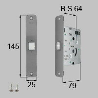 LIXIL リクシル トステム フラットプッシュプルハンドル用箱錠【商品コード：MDU428 内容物：本体×1、取付ネジセット×1 シルバー 】