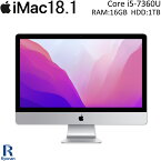 Apple Mac iMac 18.1 第7世代 Core i5 メモリ:16GB HDD:1TB デスクトップパソコン 一体型 21.5インチ フルHD Wi-Fi Bluetooth macOS Monterey 12.6 中古パソコン アップル アイマック i Mac 2017年モデル A1418