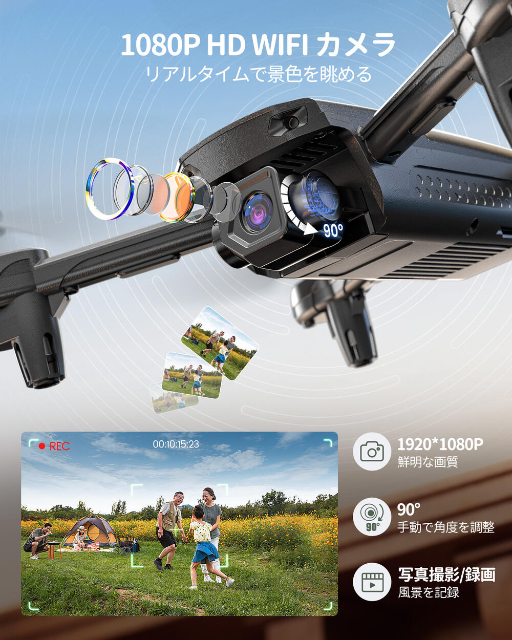 【高還元★10%ポイントバック】 ドローン GPS搭載 100g未満 免許不要 小型 Holy Stone 1080Pカメラ付き 収納ケース付き 飛行時間最大42分 120°カメラ リターンモード フォローミーモード 高度維持 ウェィポイントモード 初心者 練習機 HS155