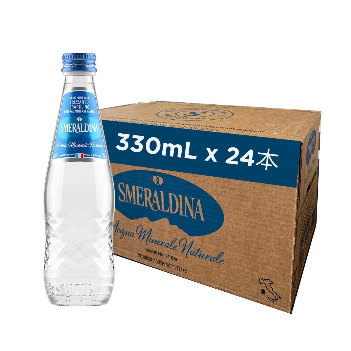 【公式ストア】Smeraldina Classic イタリア産 炭酸水 330ml (24本入り) Sparkling 送料無料 プレーン 天然水 軟水 炭酸 水 1箱 12L ギフト プレゼント 高級 飲み物 ブランド みず ケース 箱 大量 箱買い