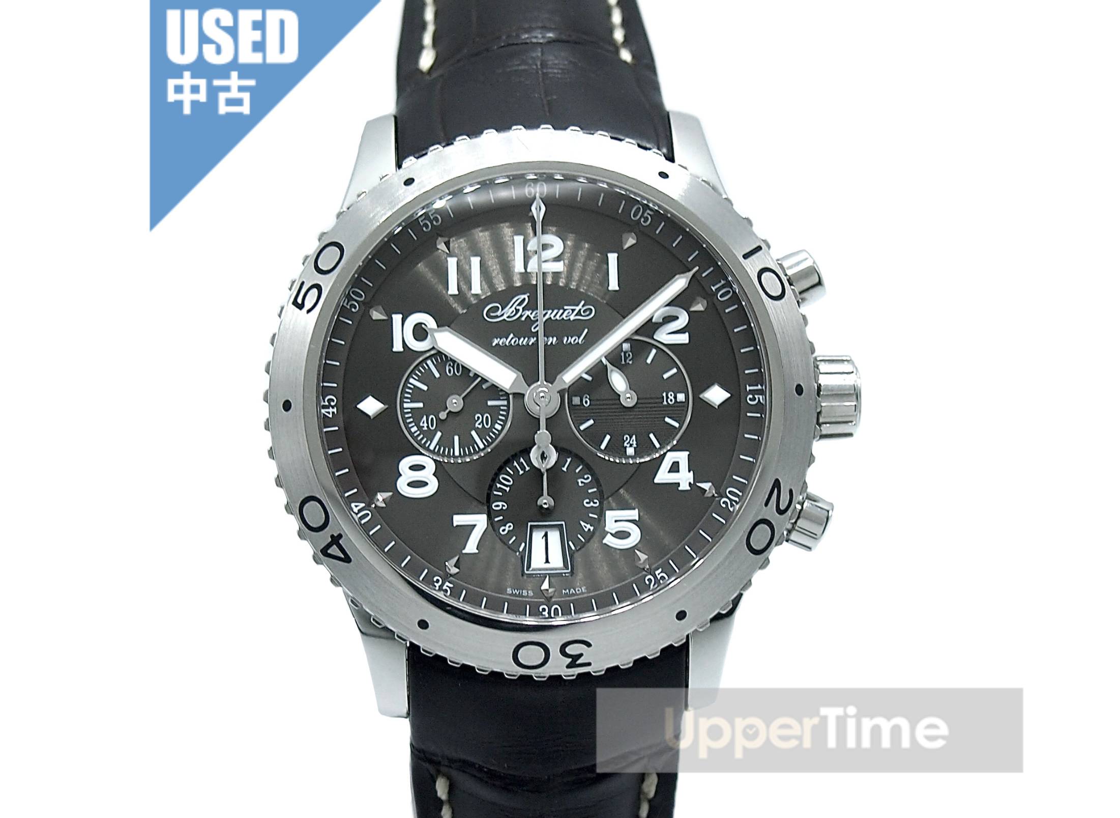 ブレゲ　Breguet トランスアトランティック タイプXXI　ブラウングレー　Ref.3810ST/92/9ZU　ステンレススティール　ダークブラウンアリゲーター　メンズ　42mm　腕時計　中古　自動巻き