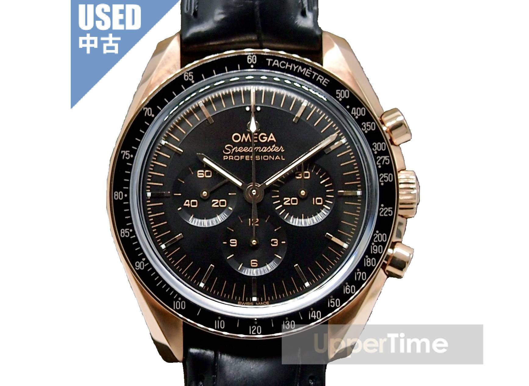 オメガ　OMEGA　スピードマスター ムーンウォッチ プロフェッショナル クロノメーター クロノグラフ　2021年式　Ref.310.63.42.50.10.001　18Kセドナ™ ゴールド　ブラック　ブラックアリゲーターレザー　メンズ　42mm　中古　手巻き　腕時計