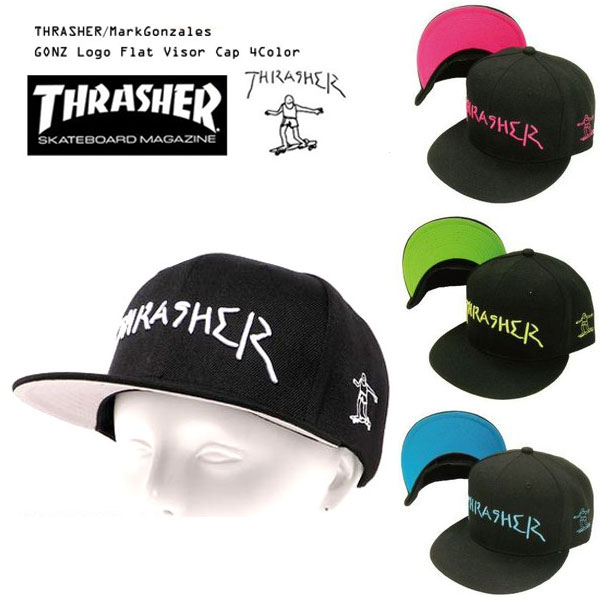 THRASHER/Mark Gonzales キャップ 平ツバ 帽子 CAP 正規品/スラッシャー キャップ 送料無料 スナップバック GONZ ART ゴンズ マーク ゴンザレス 男女兼用 日焼け止め防止 帽子 スケボー スケートボード