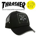 THRASHER CAP（スラッシャー）子供用 ワッペン メッシュ キャップ (サイズ調整可能) 帽子 KIDS 子供服/FLAME SK8 GOAT CAP/17THC02K　ストリート スケーター スケボー スケートボード SKATE