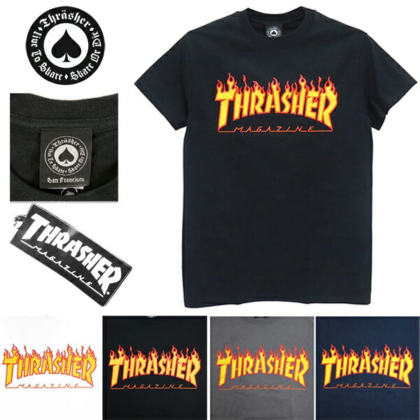 THRASHER[å㡼]FLAMELOGOS/ST-Shirt(ޥޥȾµTĥ)IMPORTUSAȥ꡼ȥ奢եå󥹥ȥܡɥ֥ɡSKATEBOARDSThrasherSkateFlameLogoT-ShirtBLACK/WHITE/GRAY/NAVY