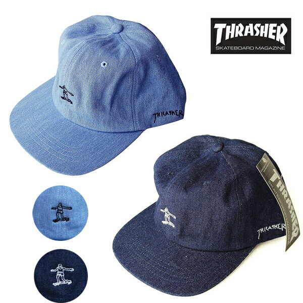 THRASHER ×GONZスナップバック キャップ デニム スケート 刺繍 CAP ストリート スケーター 2017年モデル 17TH-C20 スケートボード スケボー