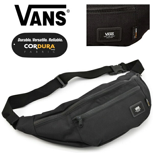 VANS (バンズ) ボディバッグ WARD CROSSBODY PACK/ブラック(VN0A2ZXX6ZC) ヴァンズ ウエストバッグ リップストップ コーデュラーナイロン CORDURA RIPSTOP スケボー サーフィン