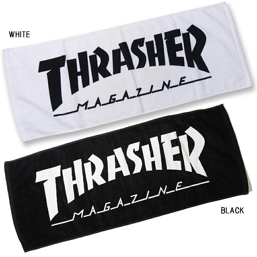 【THRASHER×今治タオル】スラッシャー MAGAZINE ロゴ スポーツタオル ブラック 黒/白 今治タオル メイドインジャパン 日本製 スケートボード スケボー ストリート Mag Logo Face Towel 20TH-T01