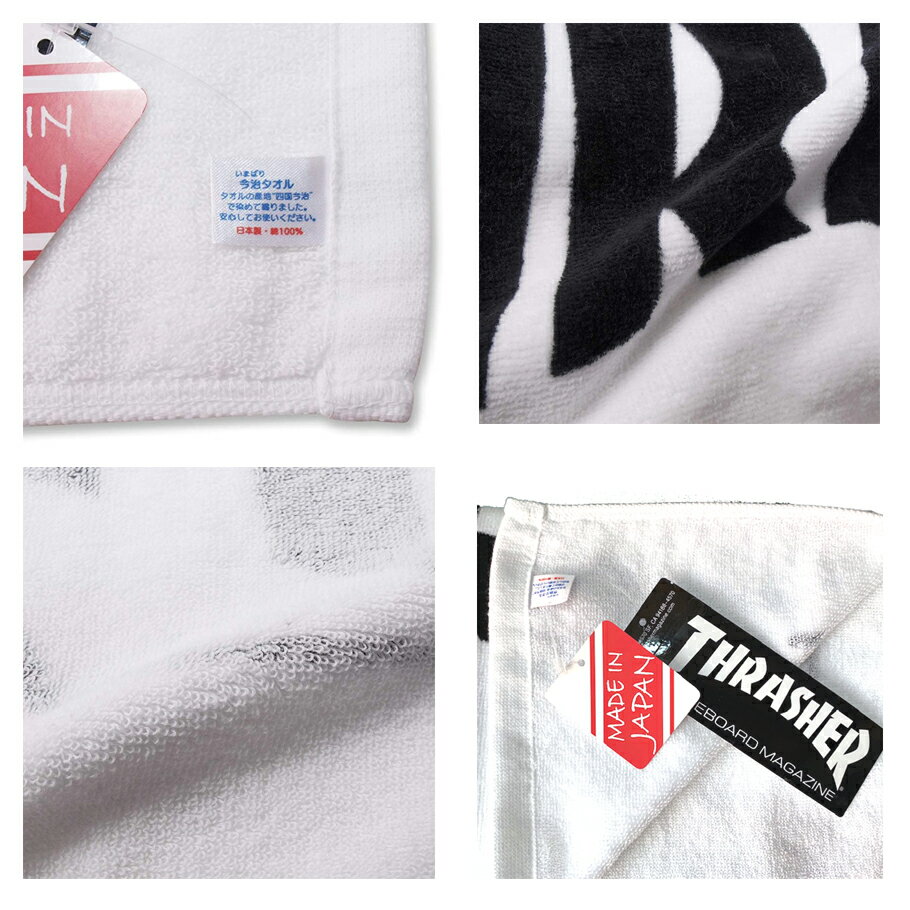 【THRASHER×今治タオル】スラッシャー MAGAZINE ロゴ スポーツタオル ブラック 黒/白 今治タオル メイドインジャパン 日本製 スケートボード スケボー ストリート Mag Logo Face Towel 20TH-T01